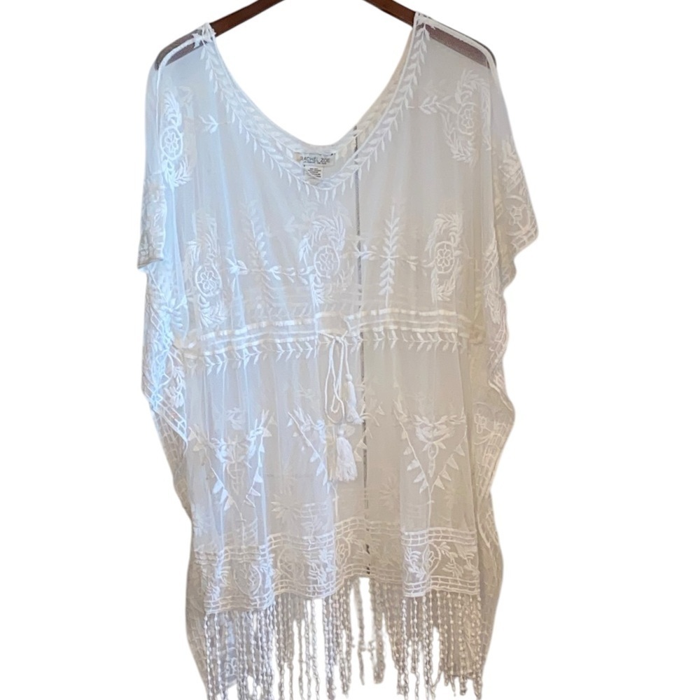 Rachel Zoe off White embroidered Lace boho western Cover-Up vacation resortwear - Picture 2 of 10